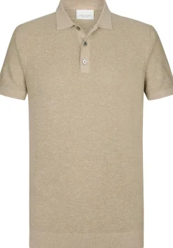 Profuomo slim fit heren polo, beige