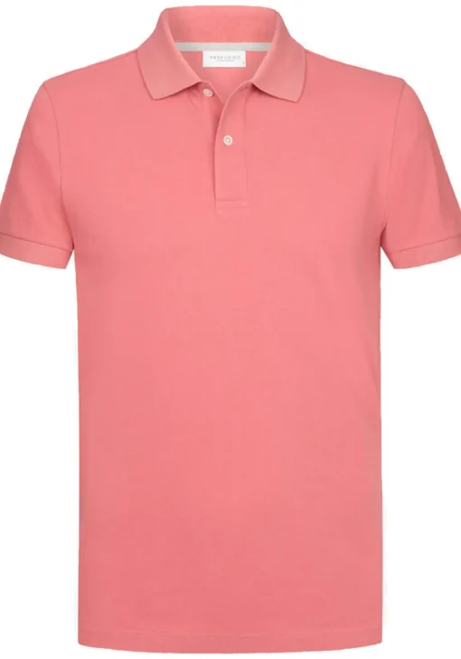 Profuomo slim fit heren polo, donkerroze