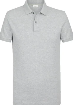 Profuomo slim fit heren polo, lichtgrijs