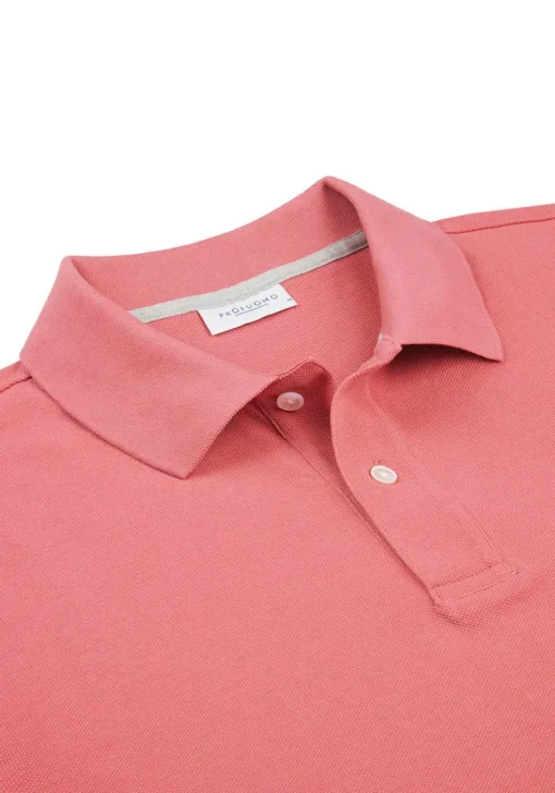 Profuomo slim fit heren polo, donkerroze