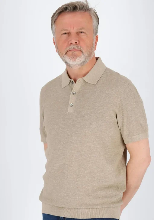 Profuomo slim fit heren polo, beige