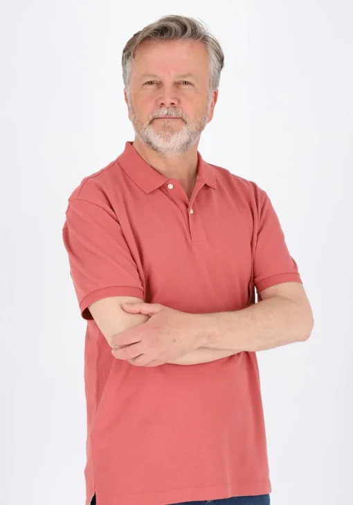 Profuomo slim fit heren polo, donkerroze