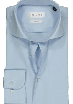 Profuomo slim fit overhemd, mouwlengte 72 cm, twill, lichtblauw