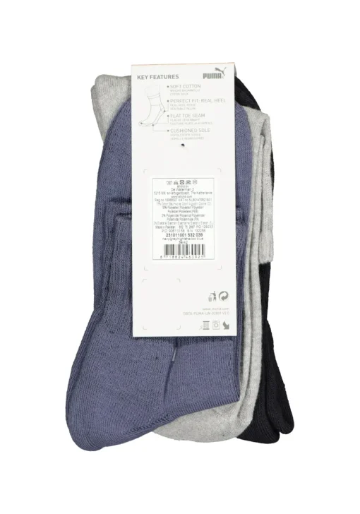 Puma short crew 3-Pack, navy, grijs en blauw