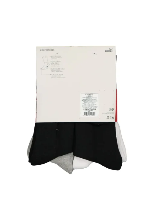 Puma sport cush crew 6-Pack, wit, grijs en zwart