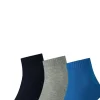 Puma Unisex Quarter Plain (3-pack), unisex hoge enkelsokken, blauw, kobalt, grijs melange