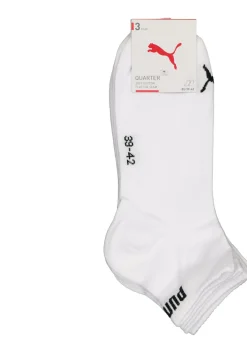 Puma Unisex Quarter Plain (3-pack), unisex hoge enkelsokken, wit