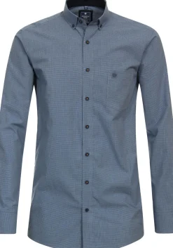 Redmond comfort fit overhemd, popeline, blauw geruit