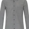 Redmond comfort fit overhemd, popeline, zwart met wit dessin