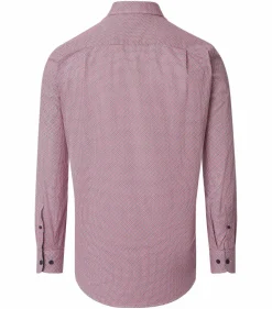 Redmond comfort fit overhemd, popeline, blauw met wit en rood dessin