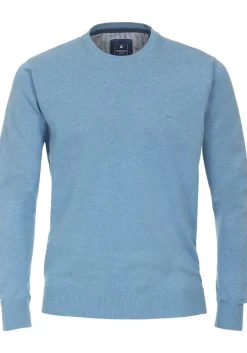 Redmond heren trui katoen, O-hals, blauw (middeldik)