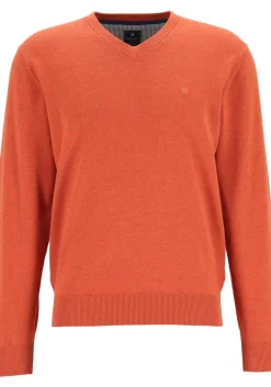 Redmond heren trui katoen, V-hals, oranje