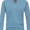 Redmond heren trui katoen, V-hals, blauw (middeldik)