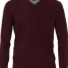 Redmond heren trui katoen, V-hals, bordeaux rood