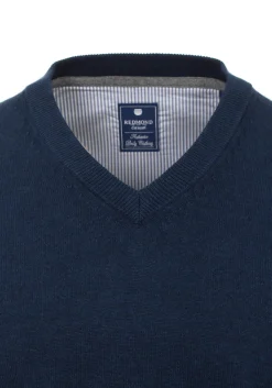 Redmond heren trui katoen, V-hals, blauw