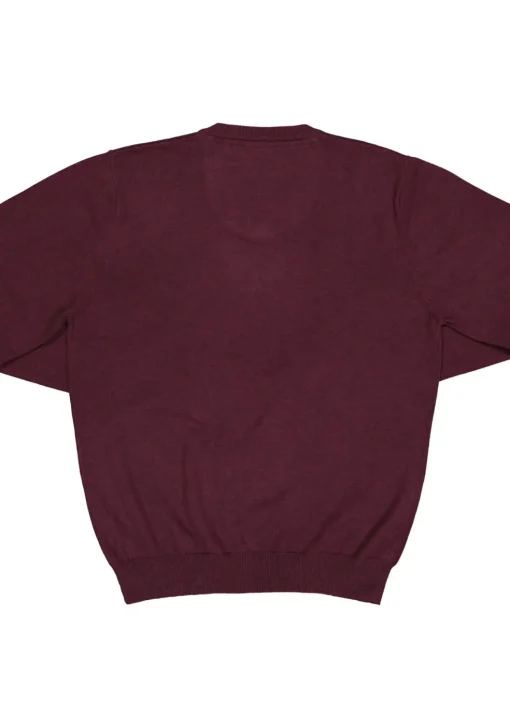 Redmond heren trui katoen, V-hals, bordeaux rood