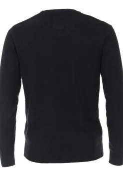 Redmond heren trui katoen, O-hals, donkerblauw