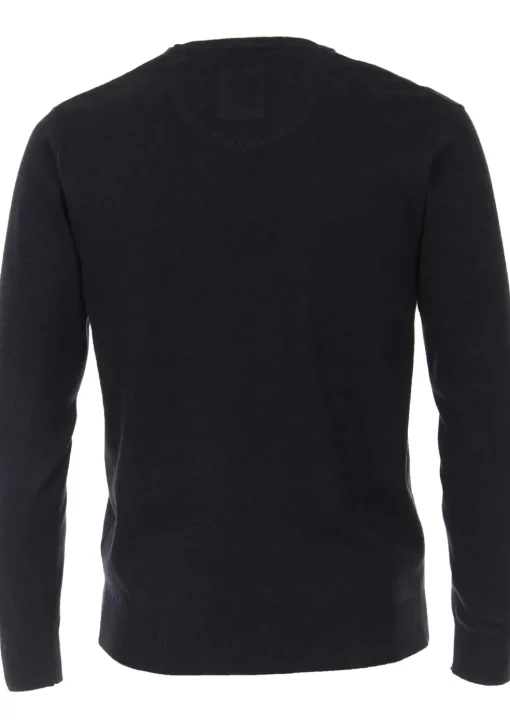 Redmond heren trui katoen, O-hals, donkerblauw