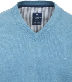 Redmond heren trui katoen, V-hals, blauw (middeldik)