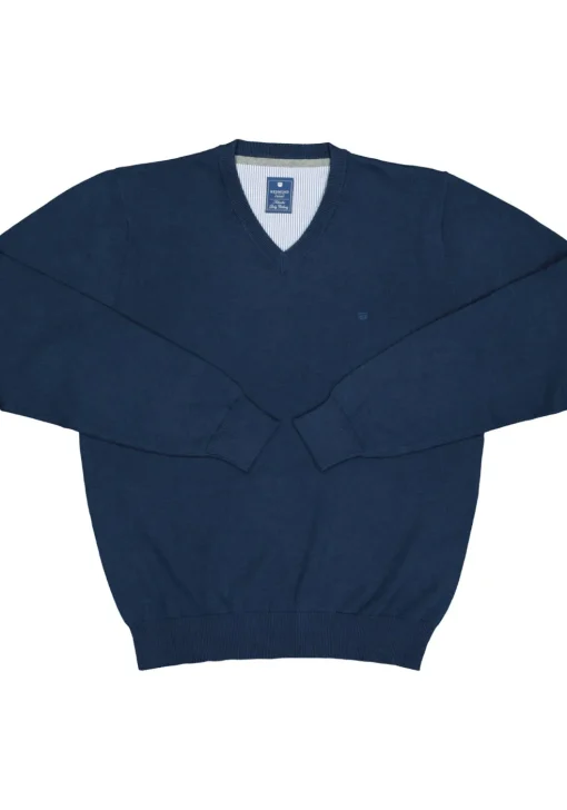 Redmond heren trui katoen, V-hals, blauw