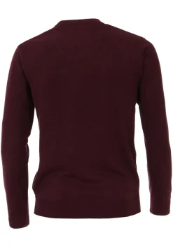Redmond heren trui katoen, V-hals, bordeaux rood