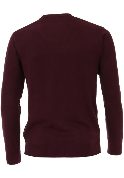Redmond heren trui katoen, V-hals, bordeaux rood