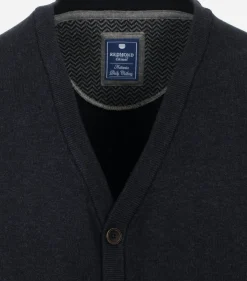 Redmond heren vest katoen, V-hals, blauw (middeldik)