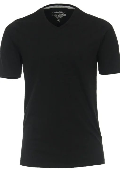 Redmond regular fit T-shirt, korte mouw V-hals, zwart