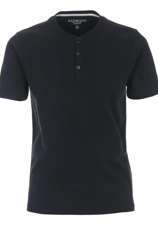 Redmond regular fit T-shirt, korte mouw O-hals met knoopsluiting, blauw