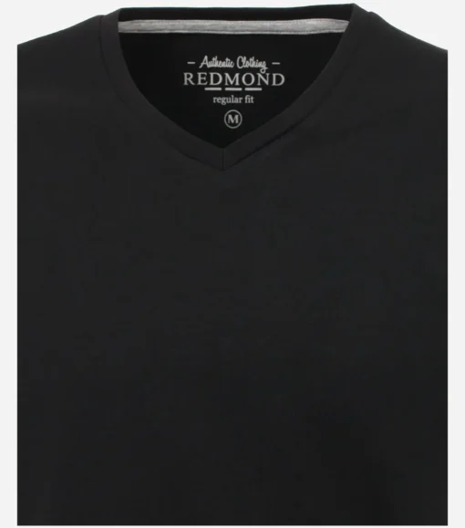 Redmond regular fit T-shirt, korte mouw V-hals, zwart