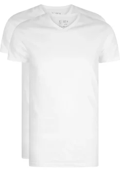 RJ Bodywear Everyday Den Haag T-shirts (2-pack), heren T-shirte extra lang, V-hals smal, wit