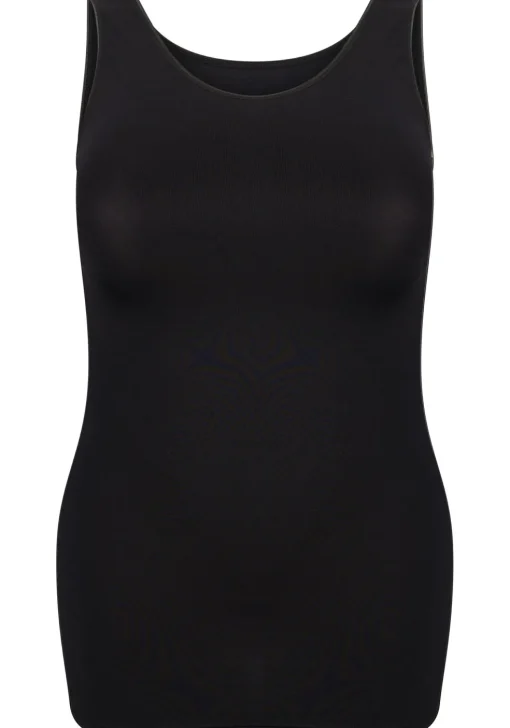 RJ Bodywear Pure Color dames top (1-pack), hemdje met brede banden, zwart