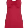 RJ Bodywear Pure Color dames jurk (1-pack), onderjurk met verstelbare bandjes, donkerrood