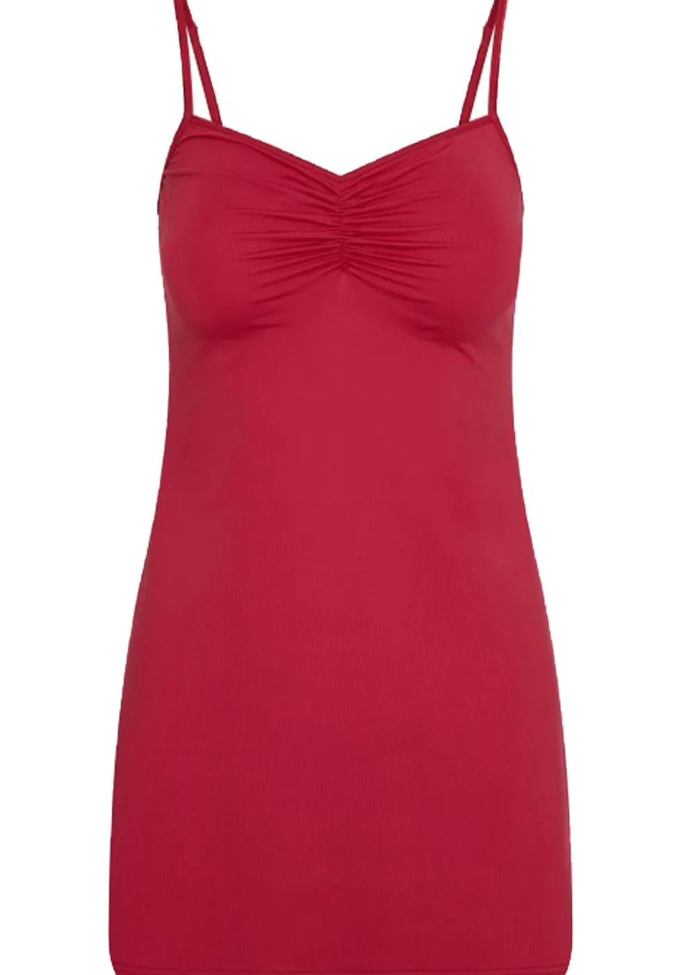 RJ Bodywear Pure Color dames jurk (1-pack), onderjurk met verstelbare bandjes, donkerrood