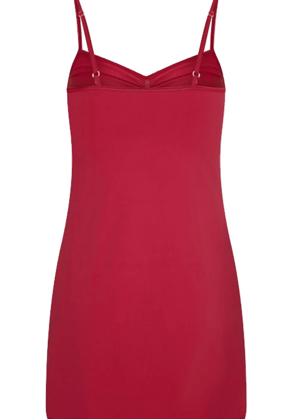 RJ Bodywear Pure Color dames jurk (1-pack), onderjurk met verstelbare bandjes, donkerrood