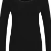RJ Bodywear Thermo dames shirt lange mouw met kant (1-pack), zwart