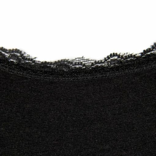 RJ Bodywear Thermo dames shirt lange mouw met kant (1-pack), zwart