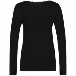 RJ Bodywear Thermo dames shirt lange mouw met kant (1-pack), zwart