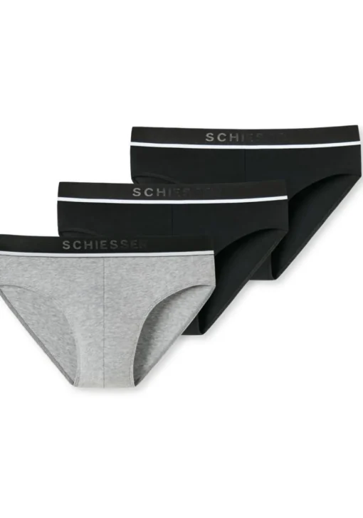 SCHIESSER 95/5 rioslips (3-pack), zwart, zwart en grijs