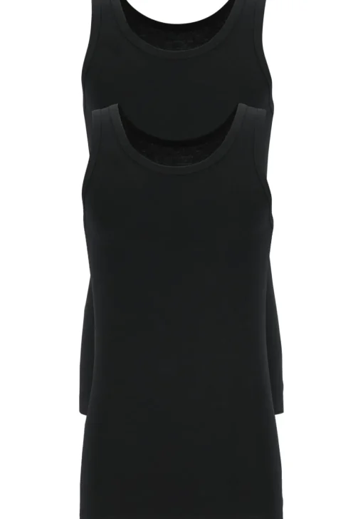 SCHIESSER 95/5 singlets (2-pack), O-hals, zwart