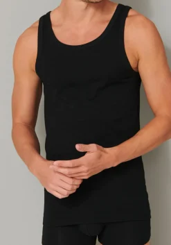 SCHIESSER 95/5 singlets (2-pack), O-hals, zwart