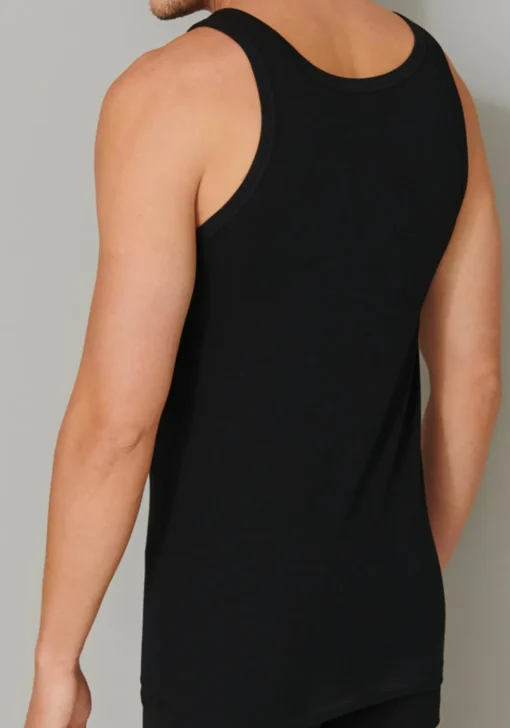 SCHIESSER 95/5 singlets (2-pack), O-hals, zwart