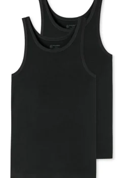 SCHIESSER 95/5 singlets (2-pack), O-hals, zwart