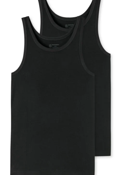 SCHIESSER 95/5 singlets (2-pack), O-hals, zwart