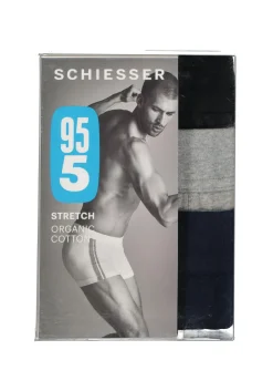 SCHIESSER 95/5 Stretch shorts (3-pack), zwart, blauw en grijs
