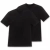 SCHIESSER American T-shirt (2-pack), heren shirt korte mouw jersey v-hals zwart