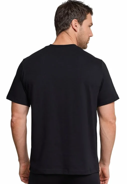 SCHIESSER American T-shirt (2-pack), heren shirt korte mouw jersey v-hals zwart