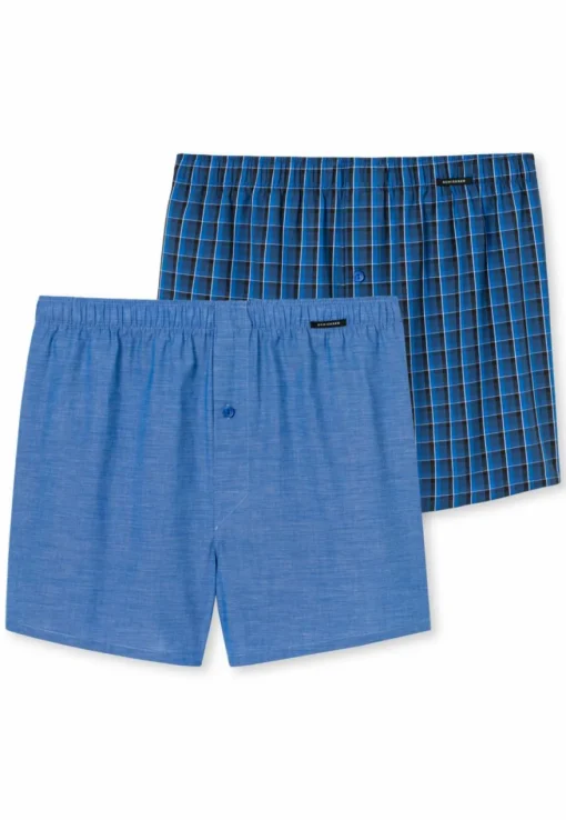 SCHIESSER Boxershorts Multipack boxer (2-pack), heren boxershorts geweven stof koningsblauw geruit