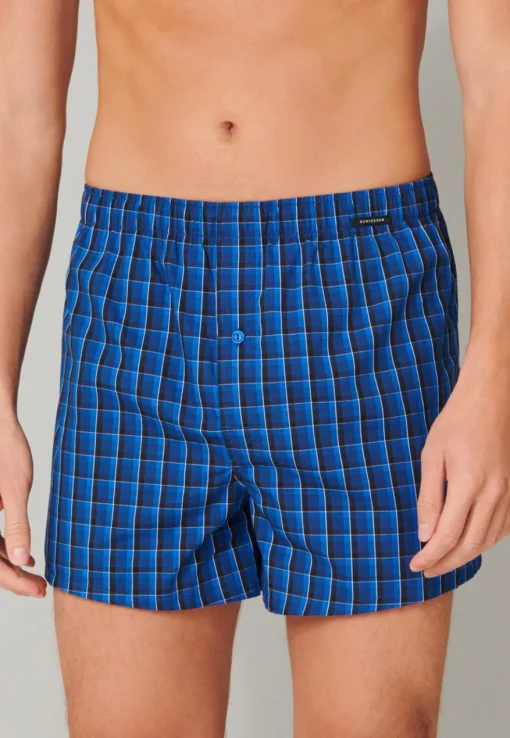 SCHIESSER Boxershorts Multipack boxer (2-pack), heren boxershorts geweven stof koningsblauw geruit