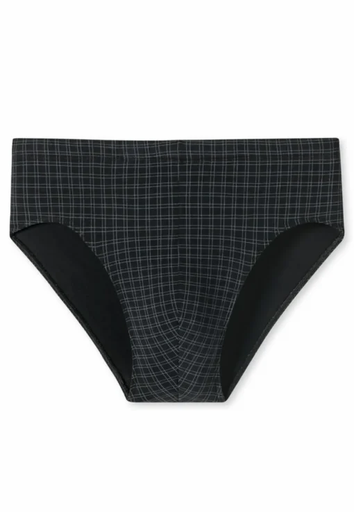 SCHIESSER Cotton Casuals slip (1-pack), heren minislip zwart geruit